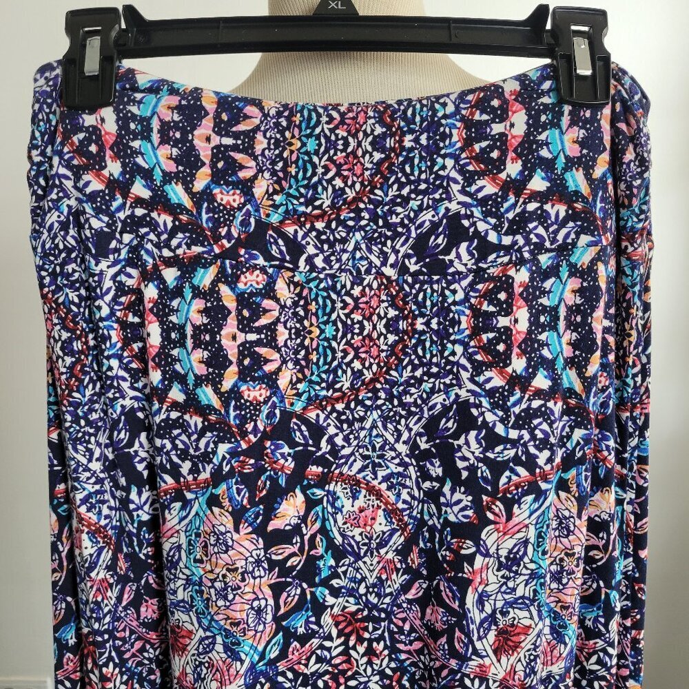 Artisan NY Navy & White Patterned Maxi Skirt (Size: Medium)